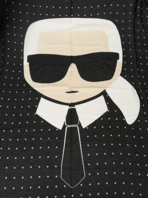 KARL LAGERFELD: scarves online - K/Ikonik dotted silk blend scarf