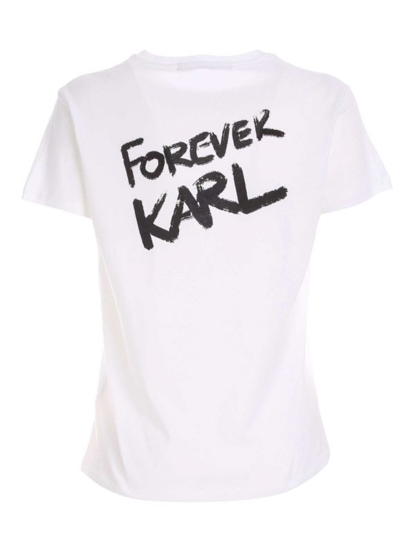 KARL LAGERFELD: t-shirts online - Contrasting print T-shirt in white