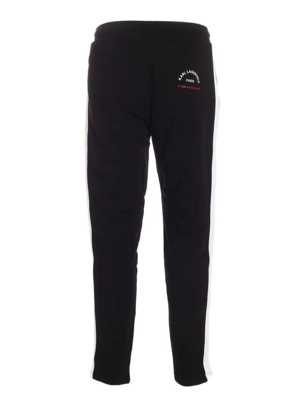 KARL LAGERFELD: pantaloni sport online - Joggers neri con dettagli a contrasto