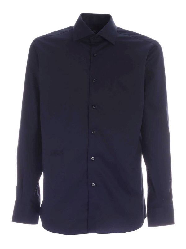 KARL LAGERFELD: shirts - Signature logo shirt in blue