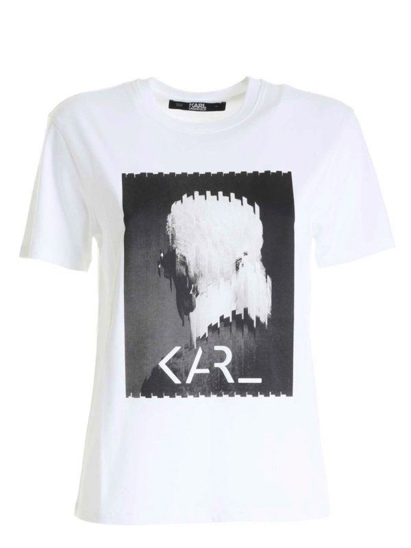 KARL LAGERFELD: t-shirts - Karl Legend white t-shirt with black and whit