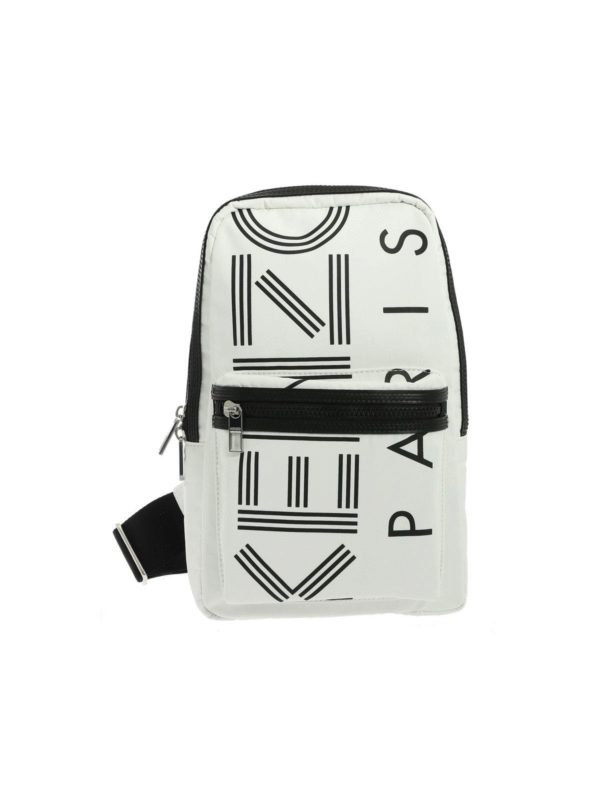 KENZO: backpacks - One-shoulder white backpack with logo