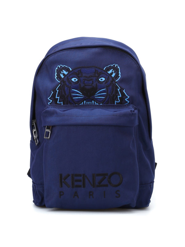 KENZO: backpacks - Tiger blue canvas medium backpack