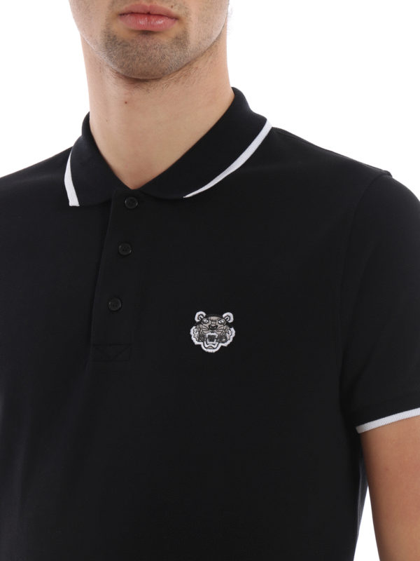 KENZO buy online K Fit Tiger crest black cotton polo shirt