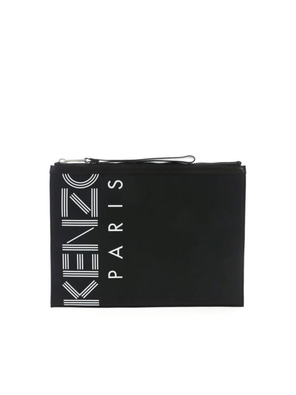 KENZO: clutches - Kenzo Logo A4 clutch bag in black