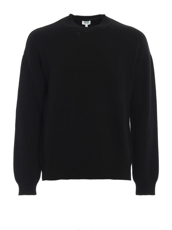 KENZO: Strickpullover mit Rundhalsausschnitt - Rundhalspullover - Schwarz