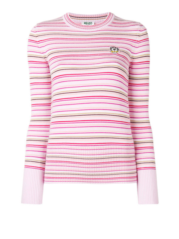 KENZO: Strickpullover mit Rundhalsausschnitt - Rundhalspullover - Pink