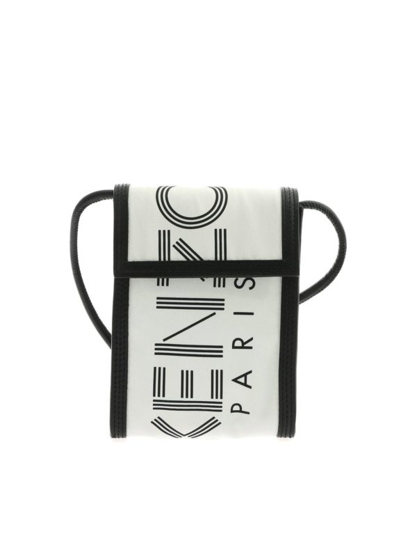 KENZO: cross body bags - Kenzo print phone older in white