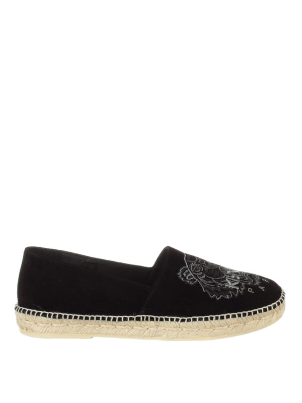 KENZO: espadrilles - Tiger black suede espadrilles