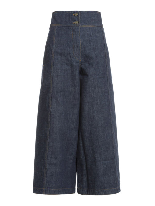 KENZO: flared jeans - Denim high waisted culottes