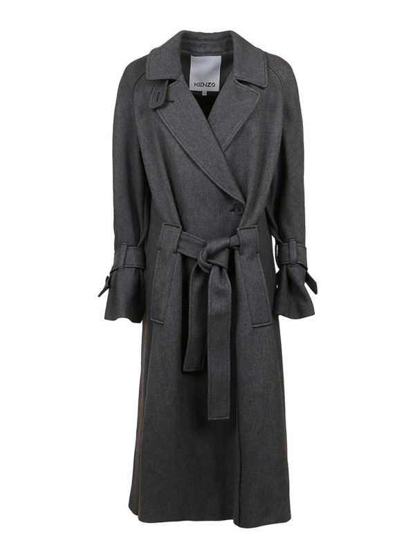 KENZO: long coats - Wool blend coat