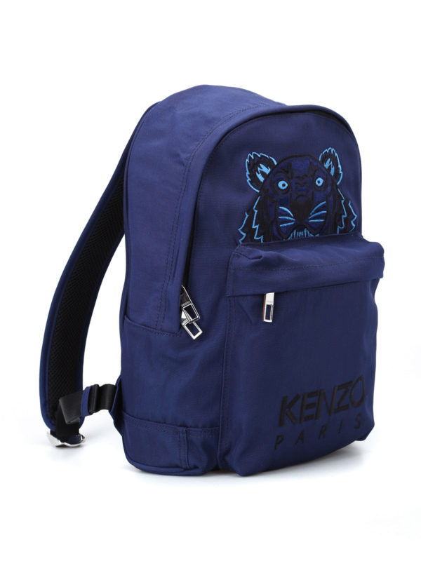 KENZO: backpacks online - Tiger blue canvas medium backpack