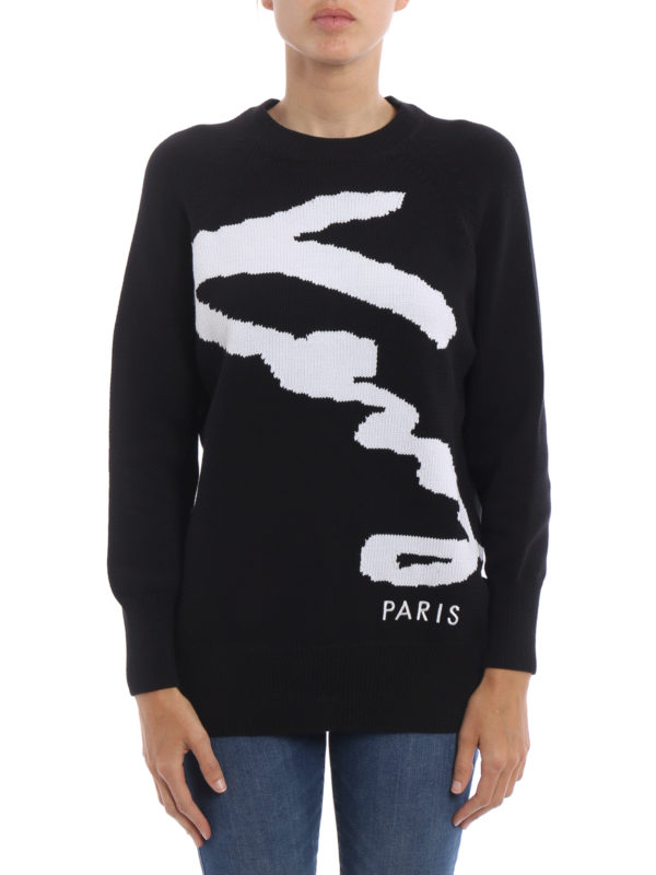 KENZO: Suéteres con cuello pico online - Sudadera Negra Para Mujer