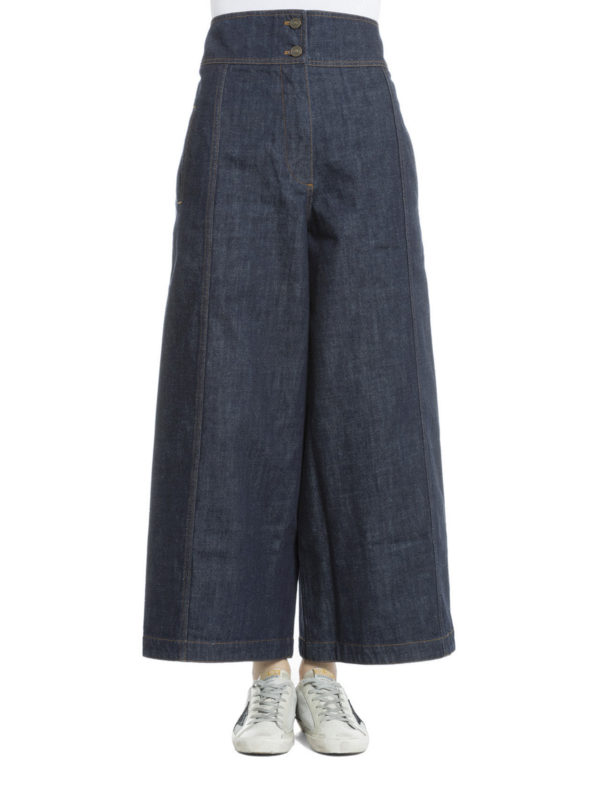 KENZO: flared jeans online - Denim high waisted culottes