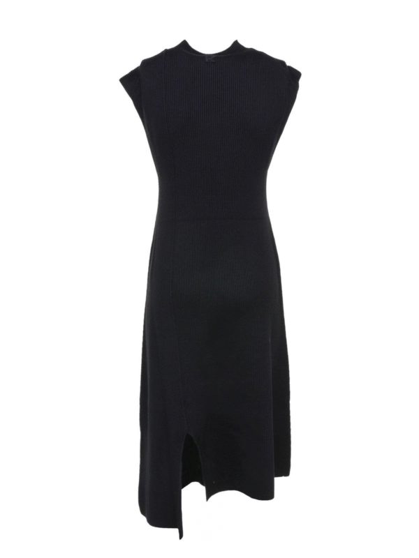 KENZO: knee length dresses online - Asymmetrical knit dress in black