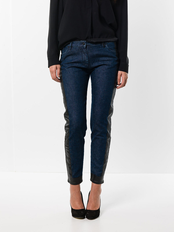 KENZO: straight leg jeans online - Glossy black sideband denim jeans