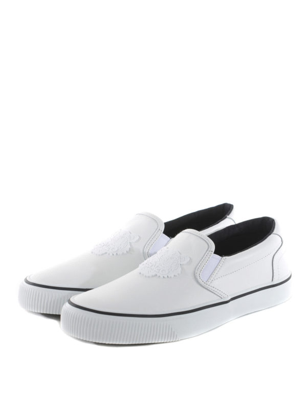 KENZO: trainers online - Rubber Tiger patch leather slip-ons