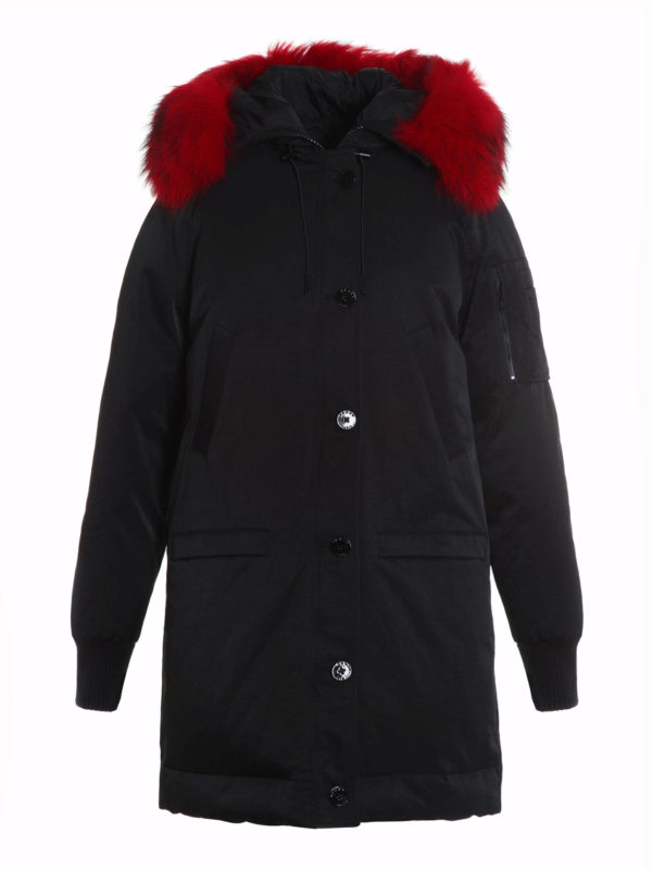 KENZO: parkas - Colourful fur insert padded parka
