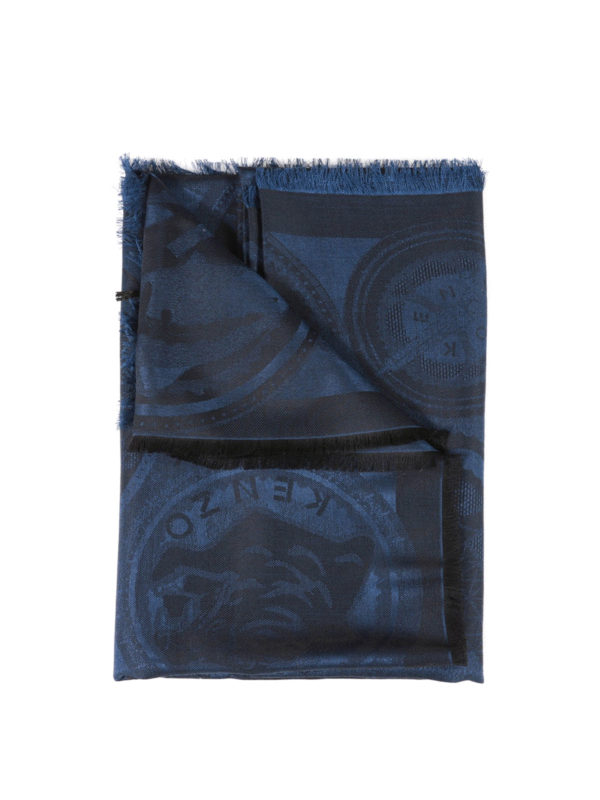 KENZO: スカーフ - Jacquard silk and wool blend scarf
