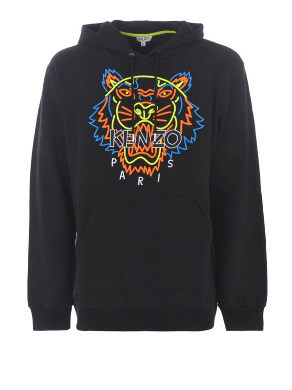 Kenzo Tiger multicolour embroidery cotton hoodie|F955SW4234XF99