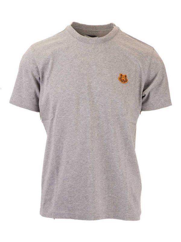 KENZO: t-shirts - Tiger patch T-shirt in grey