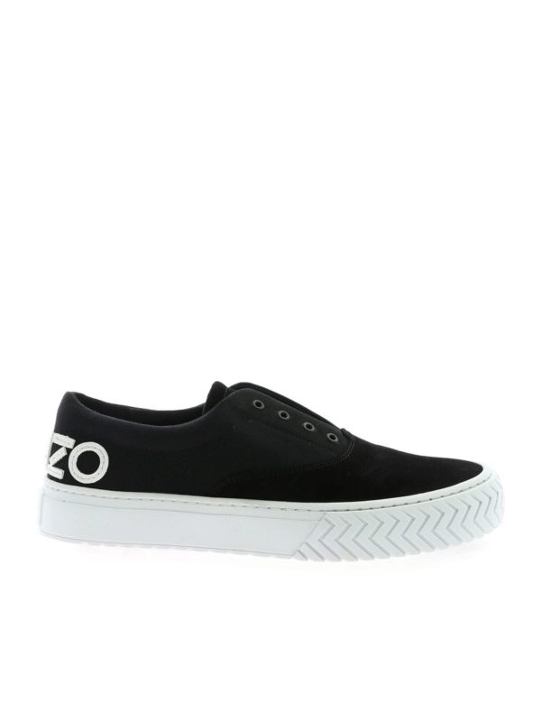 KENZO: trainers - K-Skate black sneakers with white logo