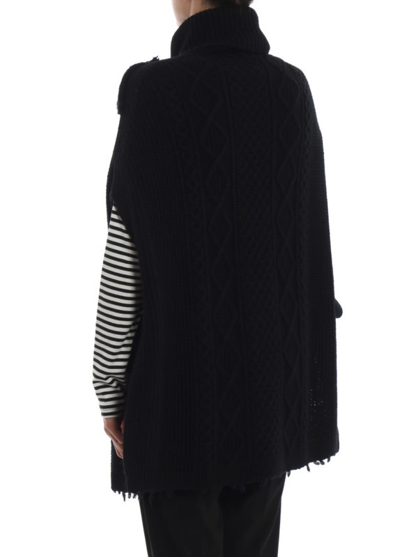Knitted wool black cape shop online: VALENTINO RED