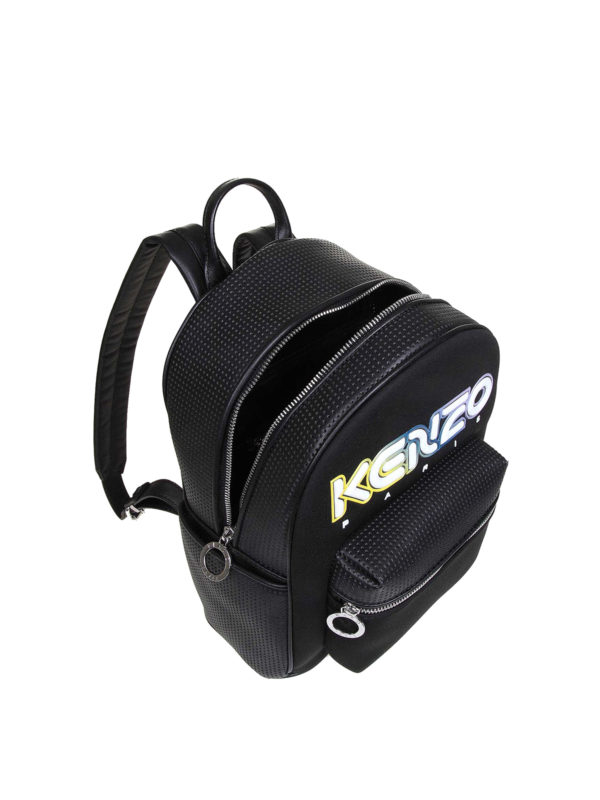 Kombo leather and neoprene backpack shop online: KENZO