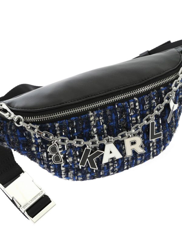 Marsupio K/Studio Tweed blu e nero shop online: KARL LAGERFELD