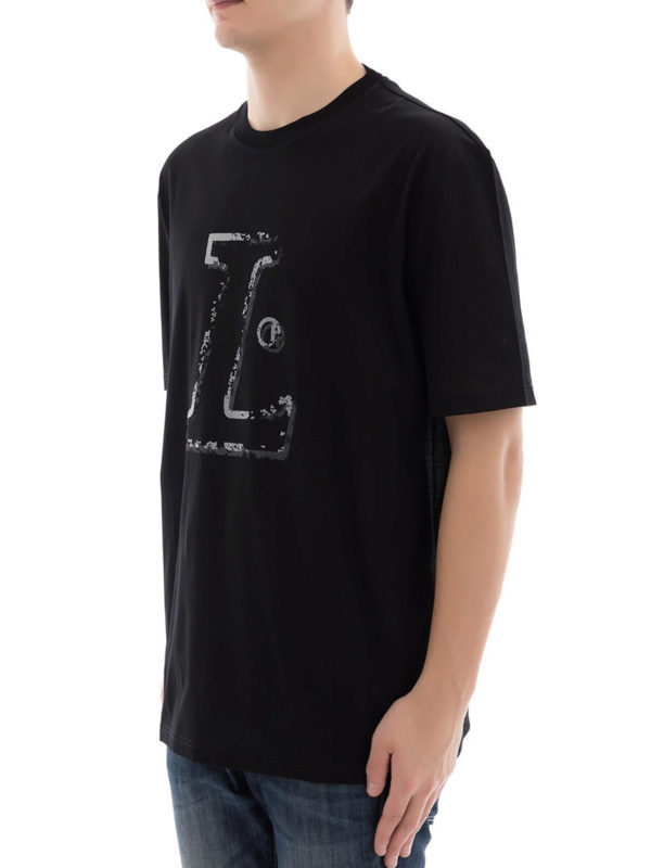 L black T-shirt shop online: LANVIN