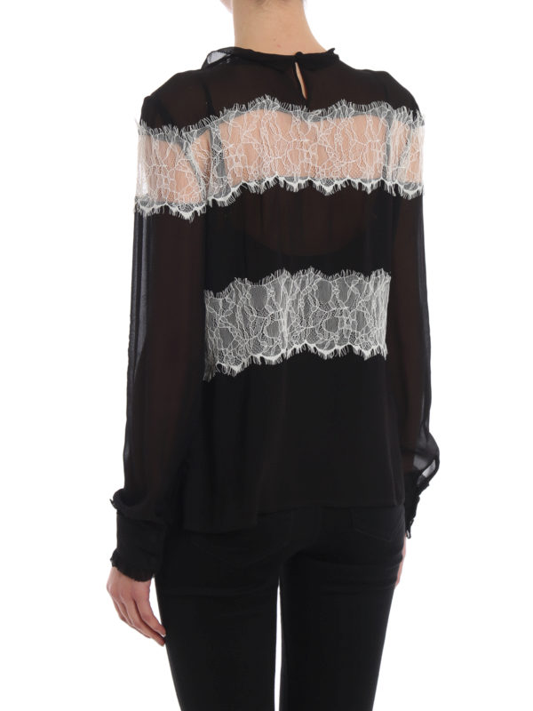 Lace insert chiffon blouse shop online: TWINSET