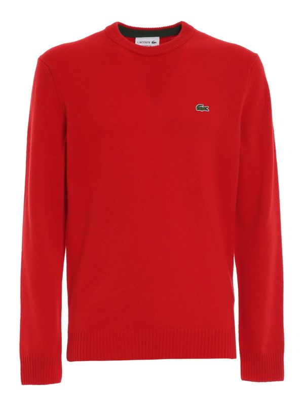 LACOSTE: Strickpullover mit Rundhalsausschnitt - Rundhalspullover - Rot