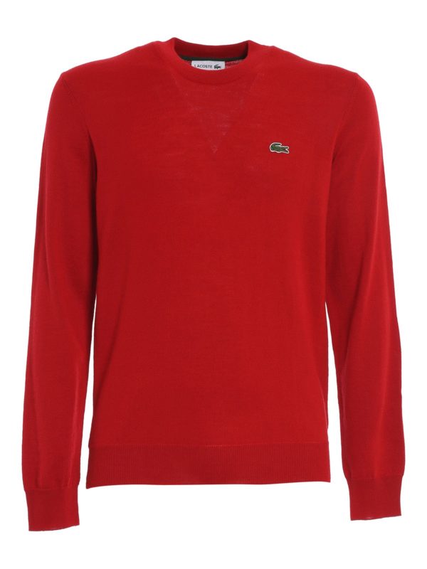 LACOSTE: Strickpullover mit Rundhalsausschnitt - Rundhalspullover - Rot