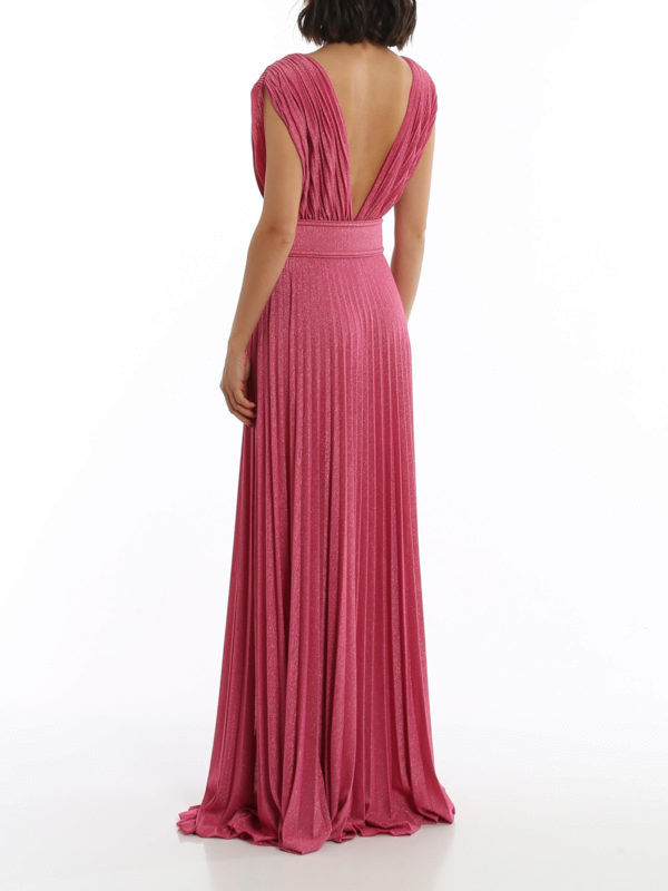 Laminated jersey maxi dress with side slit shop online: ELISABETTA FRANCHI