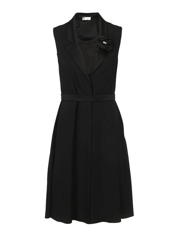LANVIN: abiti da cocktail - Abito con revers e fiore in raso