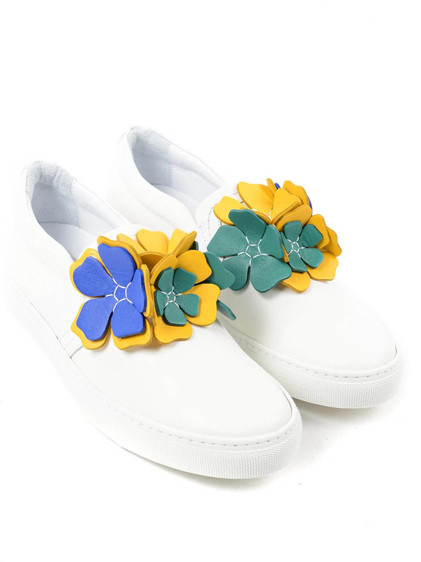 LANVIN: Loafers & Slippers - Leather slip-ons with flowers