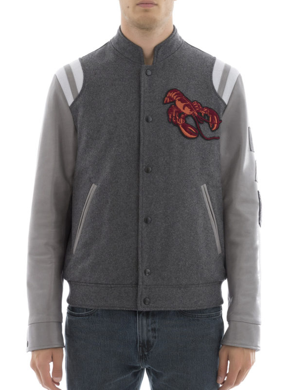 LANVIN: casual jackets online - Wool blend and leather jacket