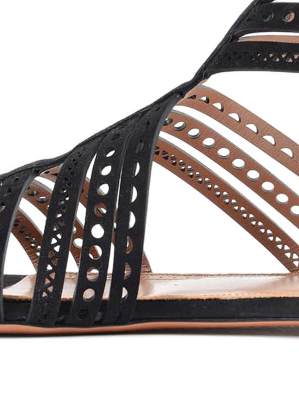 Laser-cut suede sandals shop online: Alaïa