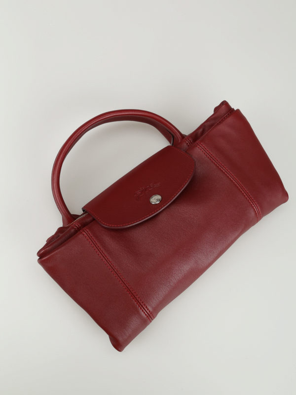 Le Pliage large red leather hand bag shop online: LONGCHAMP