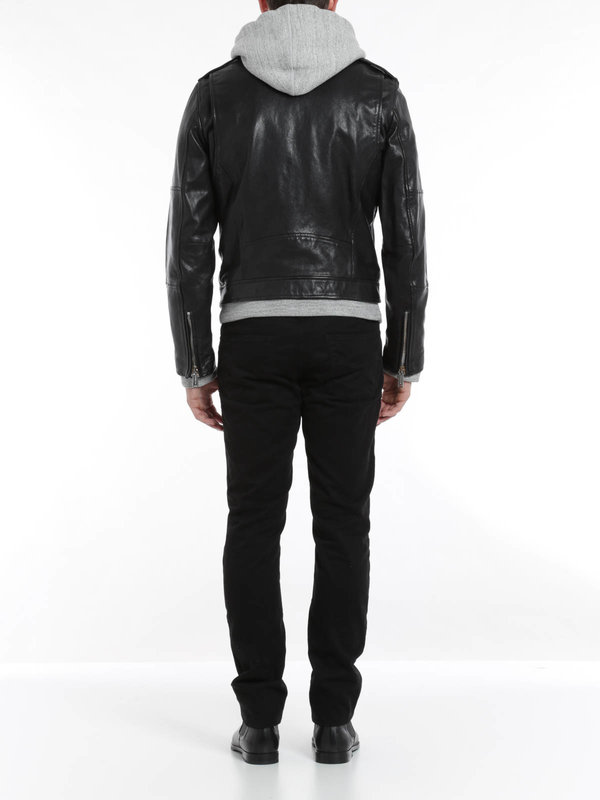 Leather biker jacket shop online: DSQUARED2