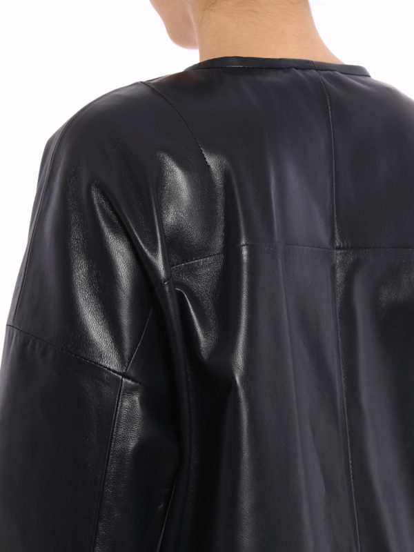leather coats shop online Unlined leather overcoat