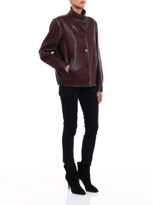レザージャケット - ダークレッド shop online: PRADA