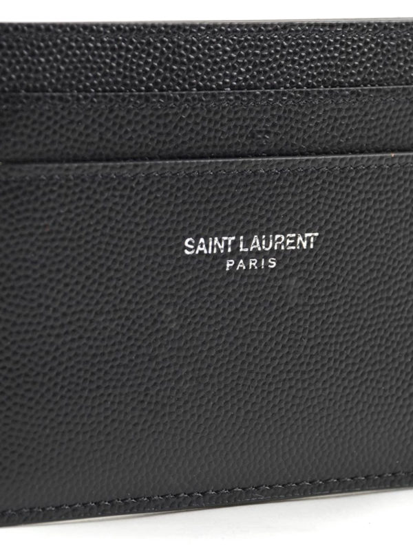Leather logo embossed card holder shop online: SAINT LAURENT