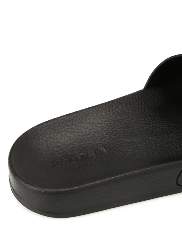 Leather logo slip-ons shop online: Balmain