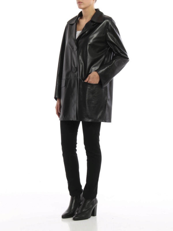 Leather single-breasted coat shop online: SYLVIE SCHIMMEL