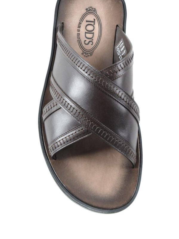 Leather slide sandals shop online: TOD