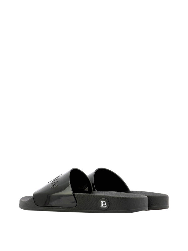 Leather slides shop online: Balmain