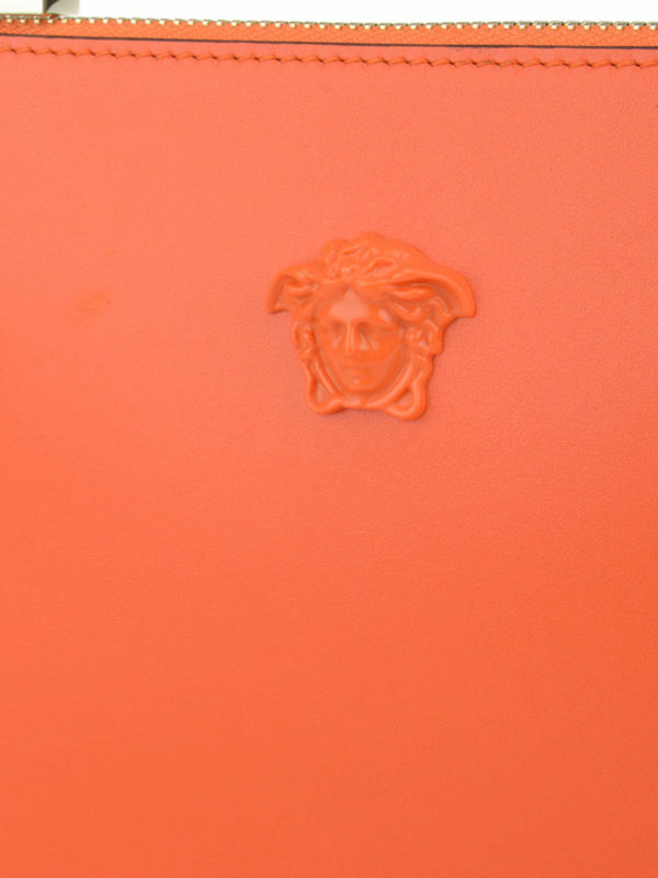 Leather small orange pouch shop online: VERSACE