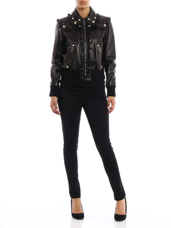 Leather studded bomber shop online: GUCCI