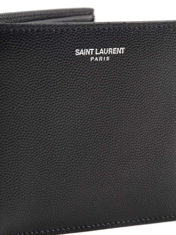Leather wallet with logo lettering shop online: SAINT LAURENT